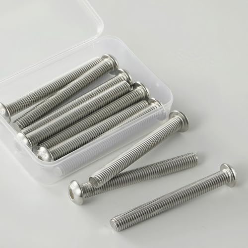 M10x1.5 Bolt, M10 x 75mm Button Head Socket Cap Bolts Screws,304 Stainless Steel(A2-70), Allen Hex Drive, Bright Finish, Fully Threaded, Quantity 6 - size: M10 x 75mm(6PCS)