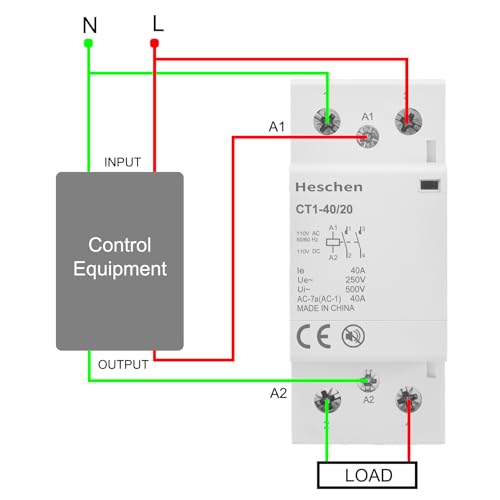 Heschen 40A 2 Pole Modular AC Contactor CT1-40/20, 110V AC/DC Coil - color: Silent 110V AC/DC Coil (2NO), size: 40 Amp
