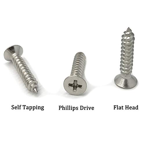 5 x 25mm Screw, Flat Head, Phillips Drive, Self Drilling, 304 Stainless Steel Drywall Wood Screws 100Pcs - size: 5 x 25mm