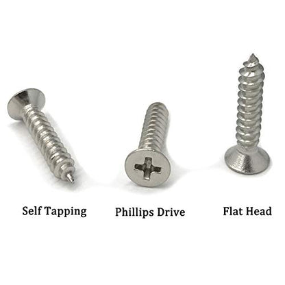 5 x 25mm Screw, Flat Head, Phillips Drive, Self Drilling, 304 Stainless Steel Drywall Wood Screws 100Pcs - size: 5 x 25mm