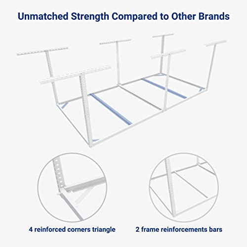 FLEXIMOUNTS 4x8 Overhead Garage Storage Rack, Without Decking, White - color: White