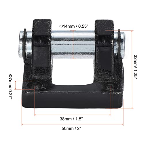 PATIKIL 50x50x32mm Air Cylinder Pneumatic Rod Pivot Clevis Mounting Bracket Rear Mount Part, Black - size: 50 x 50 x 32mm