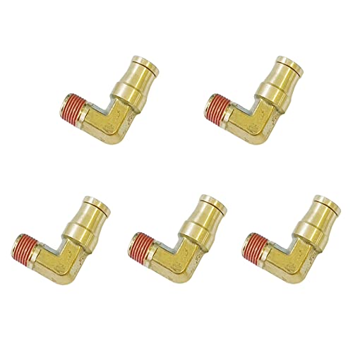 Push-to-Connect Pneumatic Fittings Set - 1/4" Tube OD x 1/8" NPT Male DOT Air Brake Line Fittings, 5pcs Brass Air Hose Quick Connect Fitting - size: 1/4" Tube OD x 1/8" NPT Male Elbow