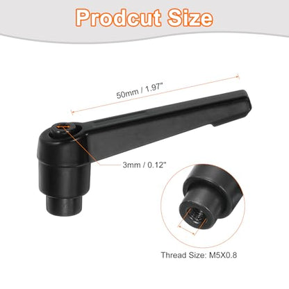 uxcell 2Pcs M5 Adjustable Knobs Handle Female Thread Push Button Ratchet Quick Release Locking Rotating Bolt for Lathe Machinery, Black - size: M5