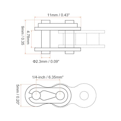 uxcell 6Pcs #25 Chain Master Connector Link Roller 1/4" Pitch Stainless Steel Standard Connecting Split Links for 04C Chain - size: 1/4-inch