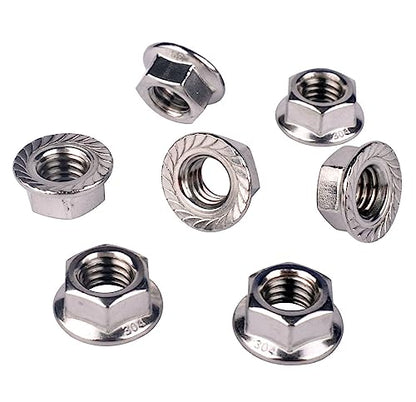 5/16"-18 Serrated Flange Hex Nuts, 304 Stainless Steel 18-8, Coarse Thread UNC, Full Thread, Pack of 15 - color: Silver, size: 5/16"-18 (15 Pcs)