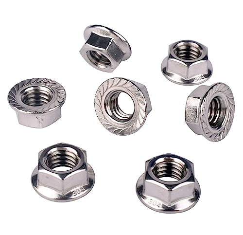 1/4"-20 Serrated Flange Hex Nuts, 304 Stainless Steel 18-8, Coarse Thread UNC, Full Thread, Pack of 20 - color: Silver, size: 1/4"-20 (20 Pcs)