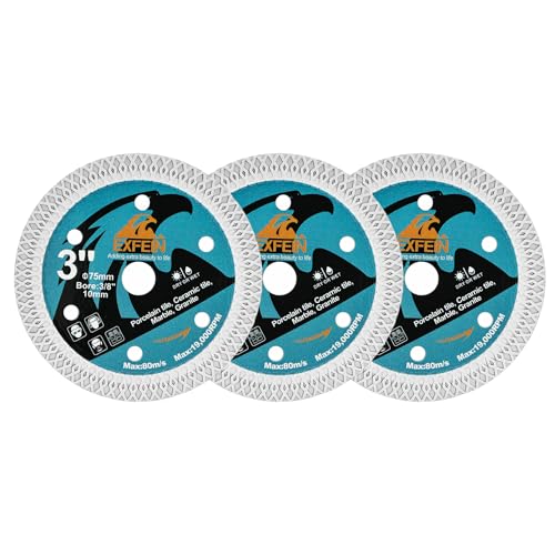 3" (75mm) x 3/8" (10mm) Arbor Super Thin Diamond Tile Blade, 3-Pack - size: X Mesh(for tile)