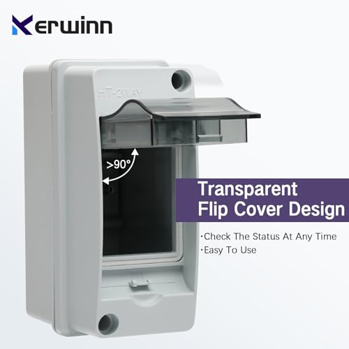 2 Way Distribution Protection Box,ABS/PC Alloy Plastic Transparent Cover Circuit Breaker Box IP66 Waterproof Distribution Box with DIN Rail and Waterproof Connector - size: HT-2