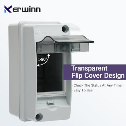 2 Way Distribution Protection Box,ABS/PC Alloy Plastic Transparent Cover Circuit Breaker Box IP66 Waterproof Distribution Box with DIN Rail and Waterproof Connector - size: HT-2