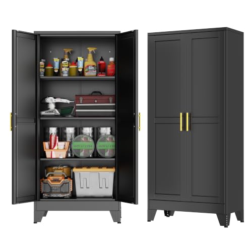 GAIOUS 61''Tall Metal Garage Storage Cabinet,File Cabinet with Door and Adjustable Shelves, Outdoor Steel Tool Cabinet for Home,Office,Warehouse,Garage,Black - color: Balck, size: 13.8"D x 27.6"W x 61"H