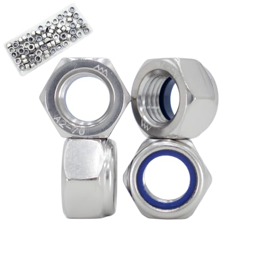 M6‑1.0 Lock Nuts, 80Pcs Stainless Steel Nylock Insert Locking Nuts - size: M6x1mm, 80 Pack