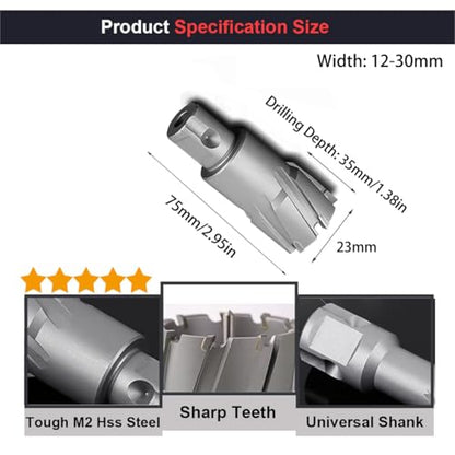 SagaSave 23MM x 35MM High Speed Steel Cyclone Annular Cutter，Metal Hole Cutter for Stainless Steel, Metal, Iron, Steel, Brass,Wood 1PCS - size: 23mmX35MM