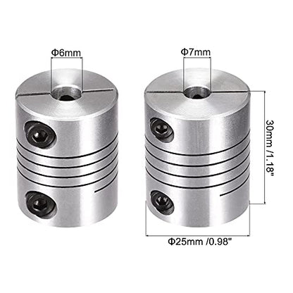uxcell Motor Shaft 6mm to 7mm Helical Beam Coupler Coupling 25mm Dia 30mm Length - size: 6mm to 7mm