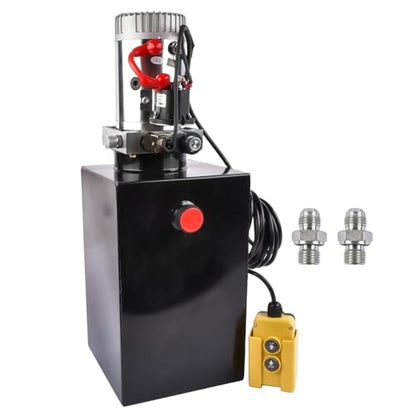 15 Quart Hydraulic Power Unit 1.6-3.0KW Power, 3.75 Gallon 12V DC Single Acting Hydraulic Pump, 3200 PSI Max Pressure, for Dump Trailers, Car Lifts, Steel (GC01) & Aluminium Alloy - size: 15 Quart；Single Acting
