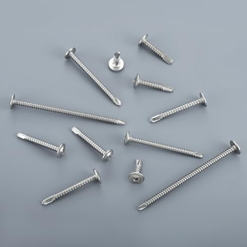 Self Drilling Screws for Metal,#10 x 1 Inch 225Pcs Sheet Metal Modified Truss Head,410 Stainless Steel Self Tapping Screws - color: Silver Self Drilling, size: 10x1"