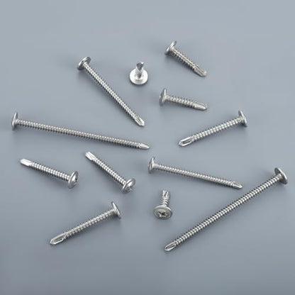 Self Drilling Screws for Metal,#10 x 1 Inch 225Pcs Sheet Metal Modified Truss Head,410 Stainless Steel Self Tapping Screws - color: Silver Self Drilling, size: 10x1"