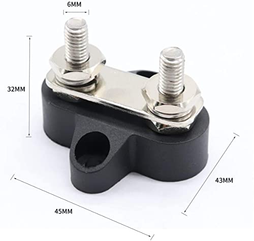 Heart Horse Bus Bar Terminal Block, Battery Power Stud Junction Post, M6 Dual Power Distribution Block for Truck RV Boat, Heavy Duty Stainless Steel 48V 250A (2 pcs Red + 2pcs Black, 1/4") - size: 1/4’’