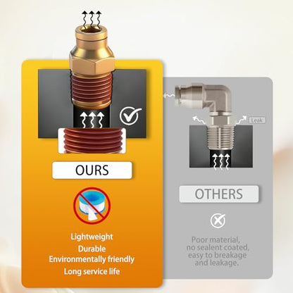 1/2" DOT Push to Connect Air Fittings, Brass 1/2" Tube OD x 3/8" NPT Male Straight Adapter, Quick-Connect Fittings for Air Suspension, Truck Trailer & Air Brake System (5-Pack) - size: 1/2"OD × 3/8"NPT Thread