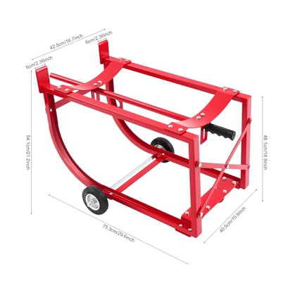 Drum Cradle with Wheels,660lbs Load Drum Dolly,55gal Movable Drum Rack - color: Red