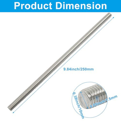 BokWin Fully Threaded Rod, M10 x 250mm, 4 Pack - size: M10 x 250mm