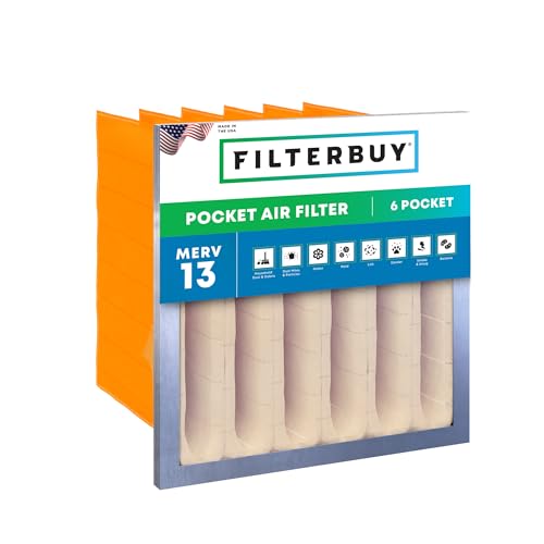 Filterbuy 20x20x15 6-Pocket Air Filter MERV 13 Particle Defense (1-Pack) - size: 20x20x15