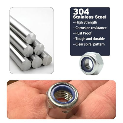 M10-1.5 Nylon Insert Lock Nuts 36 Pack, 304 Stainless Steel Hardware Nuts - size: M10-1.5 (36 Pcs)