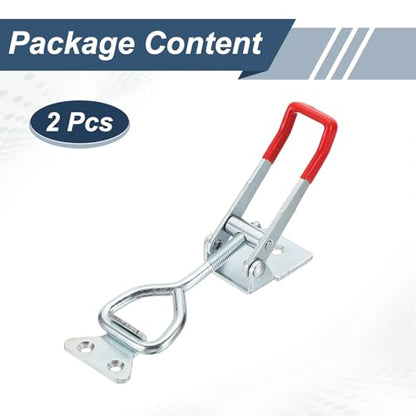 HARFINGTON 2pcs Adjustable Toggle Clamp M8 x 41mm 770lbs Holding Capacity 4003 Style Quick Release Pull Latches Clamps Hasp for Smoker Lid Jig Tool Box Case, Silver Red - color: Silver Red, size: M8 x 41mm + 770lbs