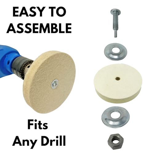 2pk 6in Hard Felt Buffing Wheel with 1/2 Inch Arbor Drill Adapter