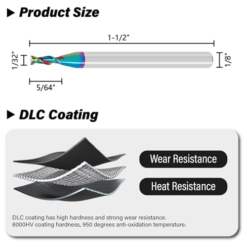 3pcs 1/32" Tungsten Carbide End Mills for Aluminum & Copper Alloys - size: 1/32 in
