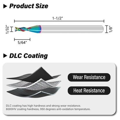 3pcs 1/32" Tungsten Carbide End Mills for Aluminum & Copper Alloys - size: 1/32 in