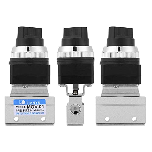 MOV 01 2 Position 2 Way G1/8 Hand Controlled Pneumatic Valve, Mechanical Air Control Valve for Pressure Systems, Compact Manual Actuation with Quick Connect Fittings