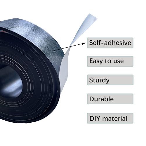 Solid Rubber Strips with Adhesive 1/8 (.125)" Thick X 2" Wide X 10'Long - size: 2"X10'X1/8, style: With Adhesive
