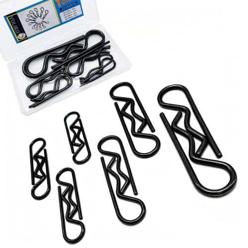 12 Pcs Black Zinc Heavy Duty Hitch Pins Clip R Clips Spring Retaining Wire Hair Pins Cotter Pin Strong Spring Grip R Clip for Trailer Tractors Mower Carts Truck Pin Clips M3x60 M3.5x75 M4x90 M5x100 - size: Black 12pcs in 4 size