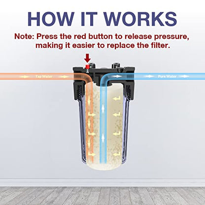 SimPure DB10C 10" *4.5" Whole House Water Filter Clear Housing - size: 1 Count (Pack of 1), style: System - Clear (10 Inch x 4.5 Inch)