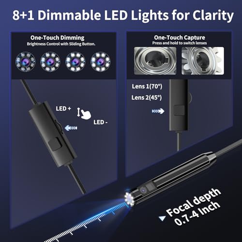 Endoscope Camera with Light, 1920P HD Borescope Inspection Camera - size: 32.8ft, style: Dual Lens