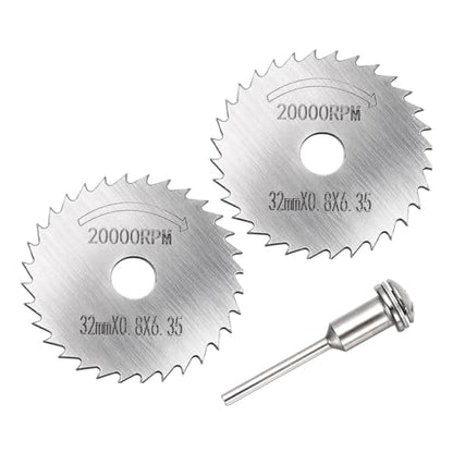 Cutting Wheel Set 2Pcs 1.26" 32mm Diameter HSS Circular Saw Blades - color: Silver, size: 1.26"(32mm) Diameter, 0.13"(3.2mm) Round Shank