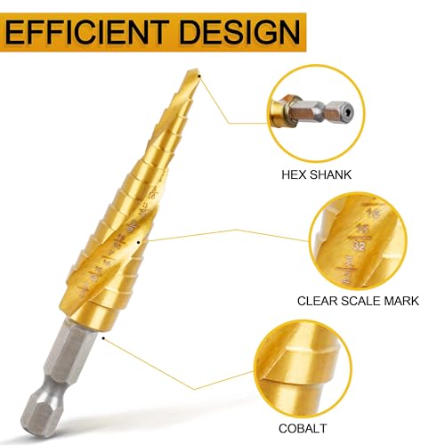 1/8" to 1/2" Cobalt Step Drill Bit for Dewalt DWA1783IR - size: DWA1783IR