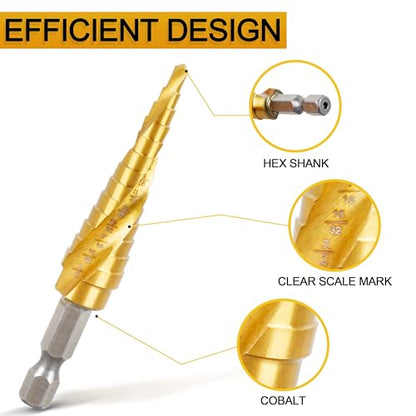 1/8" to 1/2" Cobalt Step Drill Bit for Dewalt DWA1783IR - size: DWA1783IR