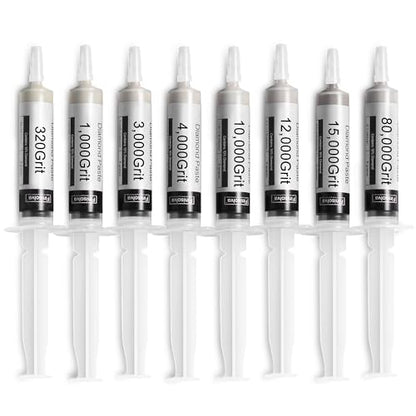 Diamond Paste Polishing Compound Kit for Stropping, 8 Pack, 320-80,000 Grit - style: Light 10% concentration