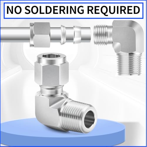 ChillWaves 304 Stainless Steel Compression Tube Fitting, 1/2" OD x 3/8" NPT Male 90 Degree Elbow Compression Union Connector(1-PACK) - size: 1/2" OD x 3/8" MNPT