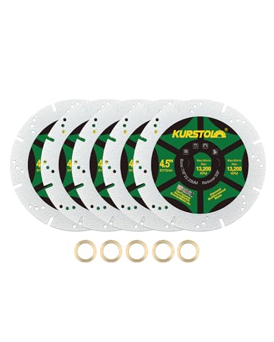 Diamond Blades 4-1/2 Inch 5pcs- KURSTOL Diamond Multi-Purpose Saw Blades Angle Grinder Cutting Disc for Marble, Granite, Tile, Ceramic, Porcelain, Metal, Stone - size: 4-1/2 Inch