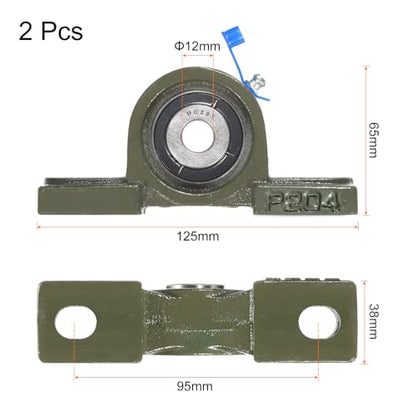 uxcell 2 Pcs UCP201 Pillow Block Bearings 12mm Bore Self Alignment, Solid Cast Iron Base Mounted Chrome Steel Bearings - size: UCP201