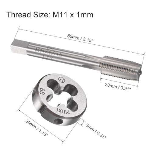 M11x1mm Metric Tap and Die Set,Machine Thread Screw Tap with Round Threading Die,Tap & Die Kit for Nut Screw Bolt Thread Repair - size: M11x1mm