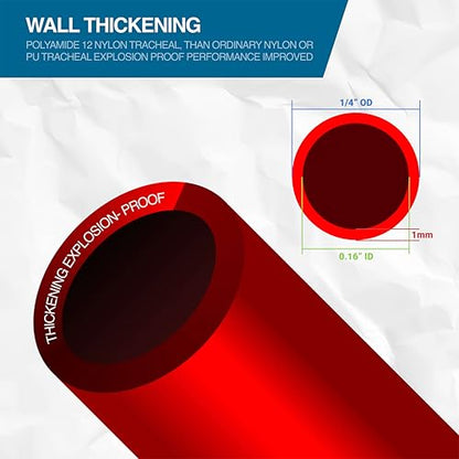 Utah Pneumatic 1/4" DOT Air Line SAE J844 PA12 Nylon Tubing, 32.8ft (Red) - color: Red, size: 1/4" x 32.8 Feet