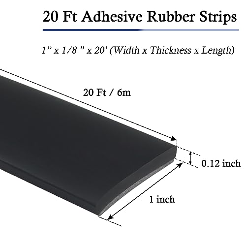LSGCQ Neoprene Rubber Strips with Adhesive Backing Rubber Sheets - size: 1” Wide x 1/8" Thick x 20' Long
