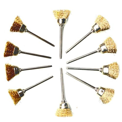 20pcs Brass Wire Brush Set , Cup Wire Brush Wheel Rust Polishing Kit ,1/8" Shank Compatible with Most Rotary Tool - color: Cup Brush