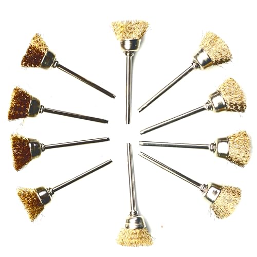 20pcs Brass Wire Brush Set , Cup Wire Brush Wheel Rust Polishing Kit ,1/8" Shank Compatible with Most Rotary Tool - color: Cup Brush
