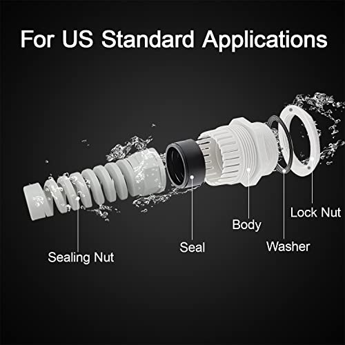 LeMotech 2Pcs NPT 1" IP68 Waterproof Cable Gland Flex Spiral Strain Relief Grey Nylon Joint with Gaskets for 18-25mm Wire Thread - color: Grey, size: NPT 1" (2-Pack)