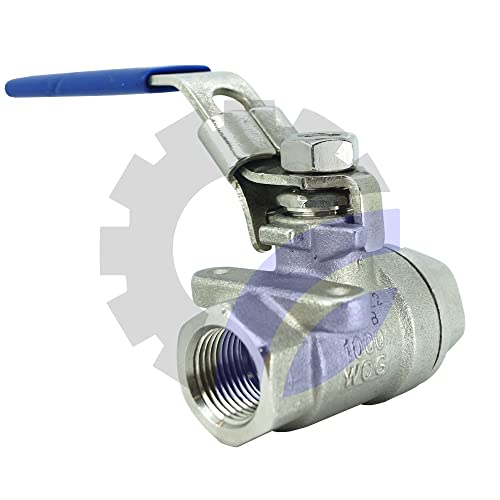 AF Hydro 1'' NPT 2 Piece Reducing Ball Valve, Stainless Steel SS316 Standard for Water, Oil and Gas with Blue Locking Handles - size: 1 Inch
